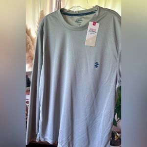 IZOD Saltwater Relaxed Classics Grey Long-sleeved Mens Small shirt gifts